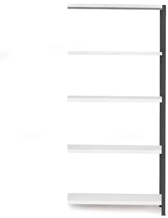 Policový kovový regál IDEAL, prídavná sekcia, 1970x1005x500 mm, tmavošedý