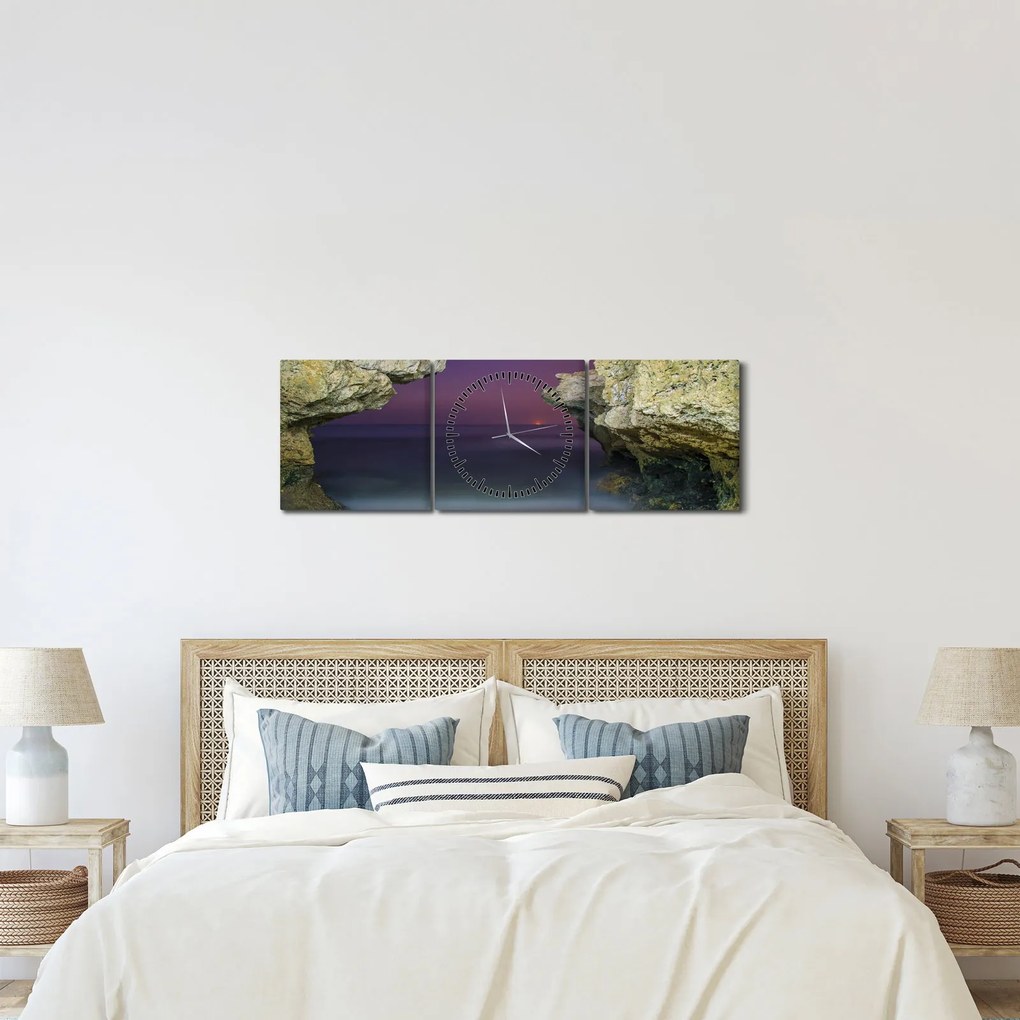 Obraz - morský útes (s hodinami) (90x30 cm)