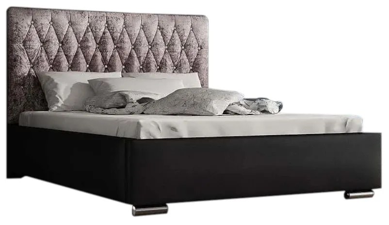 Čalúnená posteľ REBECA + rošt + matrace, siena 02 s krištálom/dolaro 08, 140x200 cm