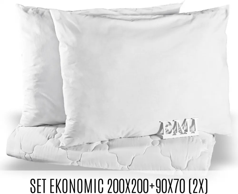 Set manželskej prikrývky a vankúšov Ekonomic 200x200 + 90x70 (2x) EMI