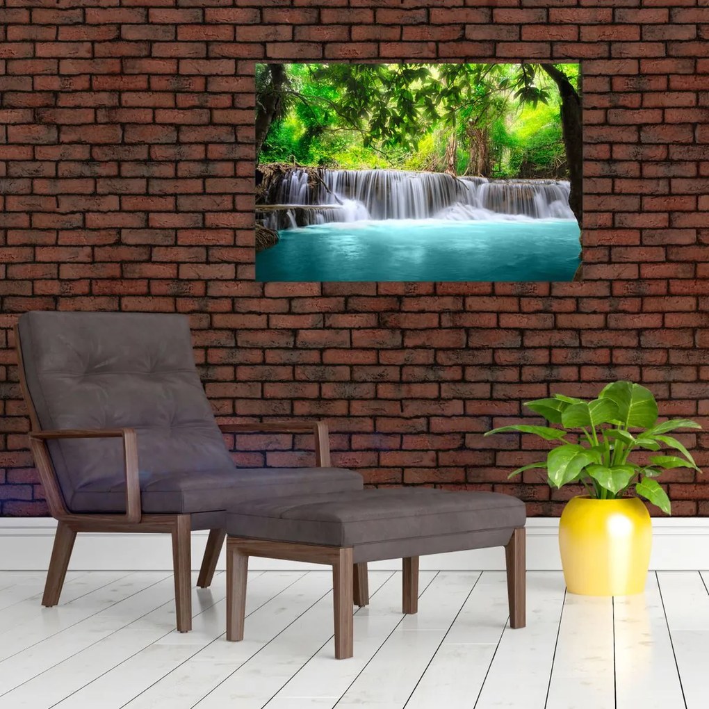 Obraz - Vodopád, tyrkysový (90x60 cm)