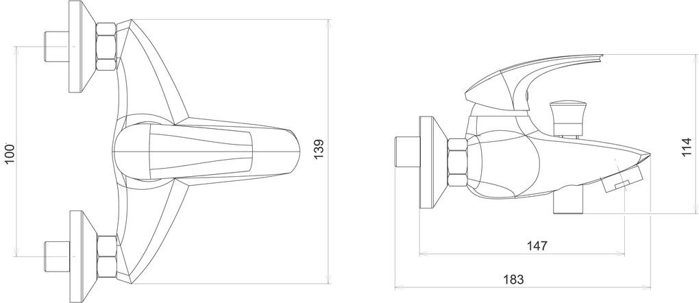 Novaservis Metalia 57 Vaňová batéria bez príslušenstva 100 mm, chróm, 57024/1,0