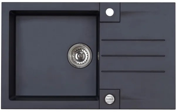 ALVEUS SETA23201 - Kuchynský drez ROCK+drezová batéria MINTAS 34 cm granit/čierna