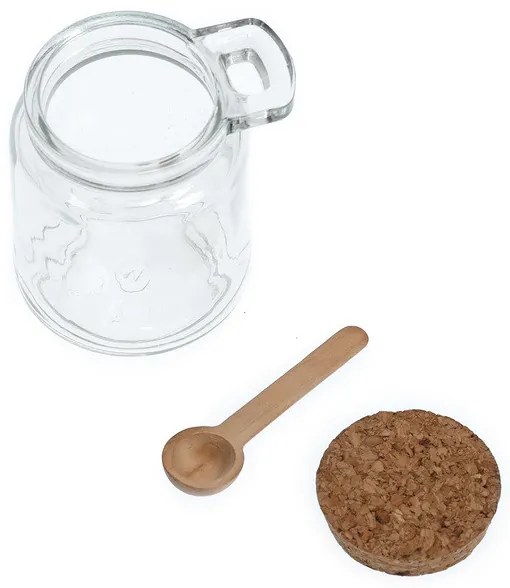 Zeller Present Sklenená dóza s korkovým uzáverom a lyžičkou, 240ml CUKŘENKA