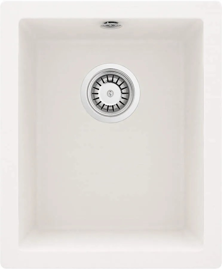 Deante Corda, granitový drez pod dosku 380x460x194 mm, 3,5" + priestorovo úsporný sifón, 1-komorový, biela, ZQA_A10B