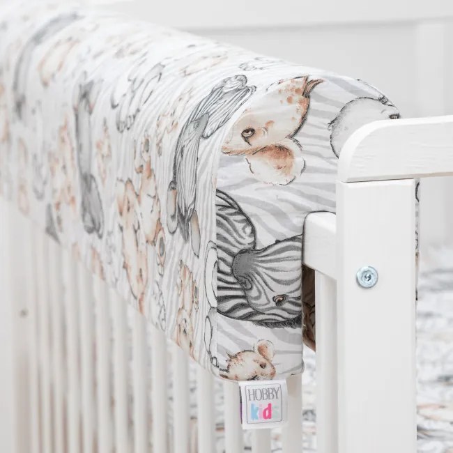 Chránič na detskú postieľku zebra / lev / slon, 90 cm
