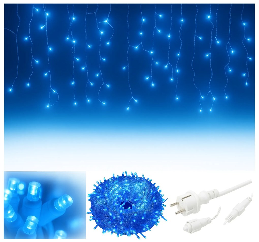 Vianočné svetielka LED záclona FLASH modrá 500 LED