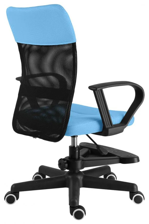 Detská stolička Neoseat MONKEY s podnožou — látka, čierna / svetlo modrá