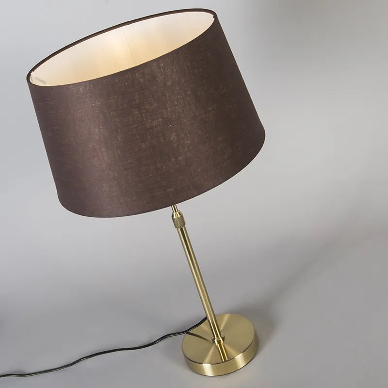 Stolná lampa zlatá/mosadzná s hnedým tienidlom 35 cm nastaviteľná - Parte