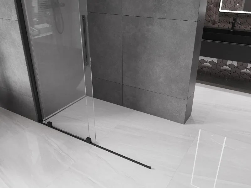 Mexen Velar, posuvné dvere do otvoru typ Walk-In 140 cm, 8mm číre sklo, čierna matná, 871-140-000-03-70