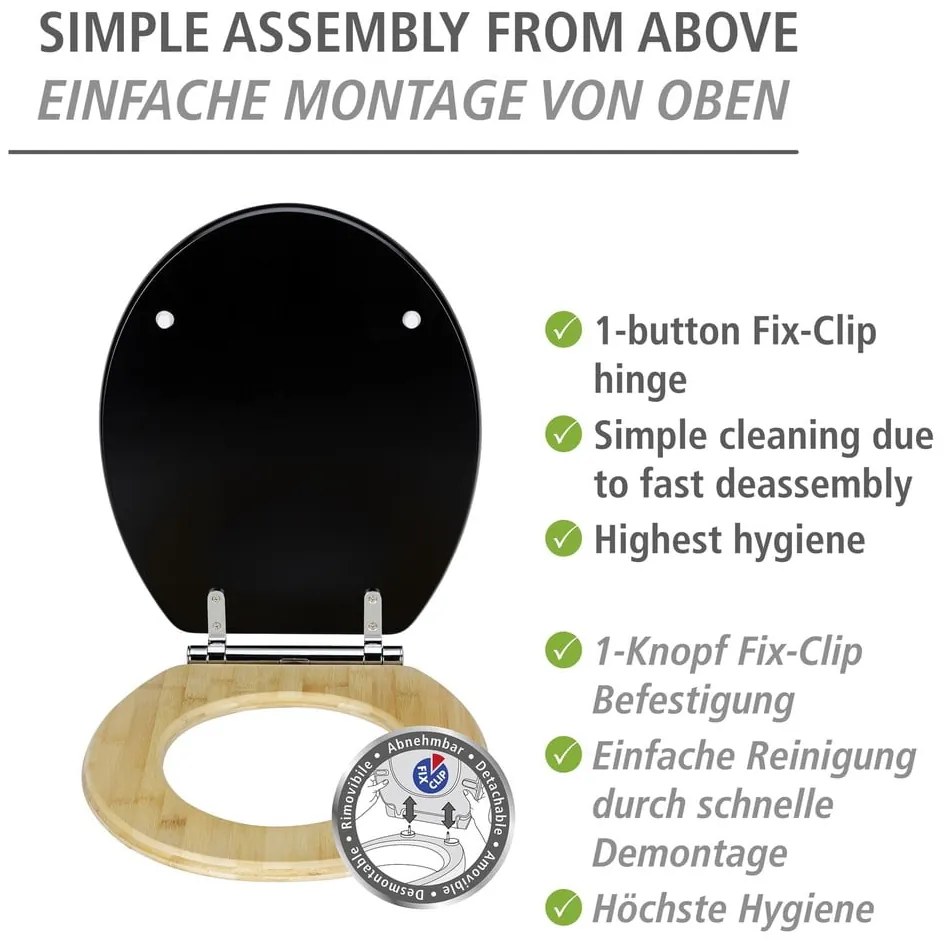 Záchodová doska s automatickým zatváraním 37 x 44 cm Bambusa – Wenko