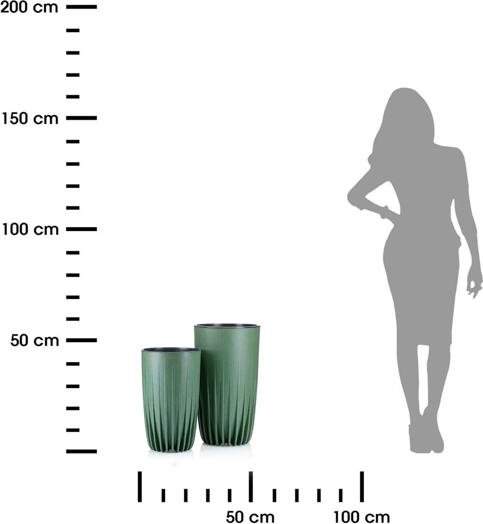 PLASTOVÝ KVETINÁČ STRIPPED ECO SADA 2KS 42X25 CM+ 51X30 CM ZELENÁ