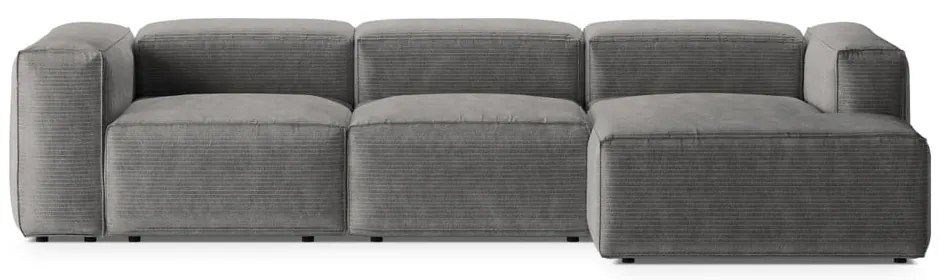 Svetlosivá menčestrová rohová pohovka (pravý roh/s leňoškou) Bergamo – Cosmopolitan Design