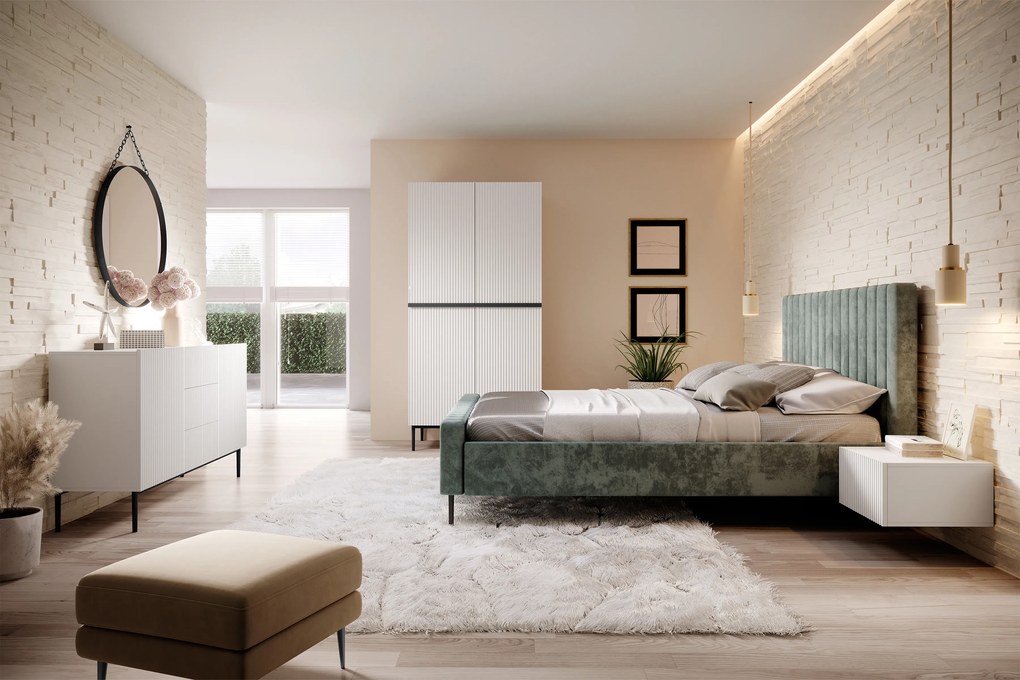Komoda Nicole 150 cm s 3 zásuvkami - biely mat / čierna