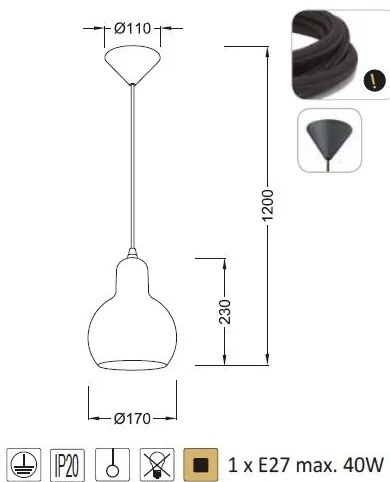 ACA DECOR Závesné stropné svietidlo BLOOM max. 40W/E27/230V/IP20, čierne