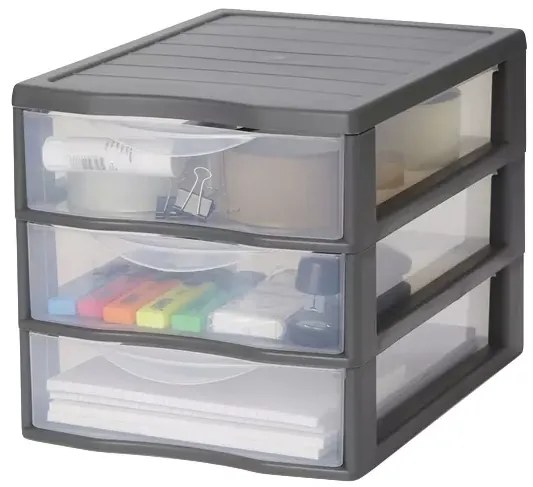 Úložný box s 3 zásuvkami, antracit, OFFICEMIX A4 3A