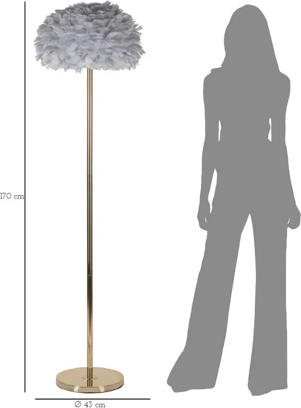 Stojacia lampa Feathers 170 cm sivá/zlatá