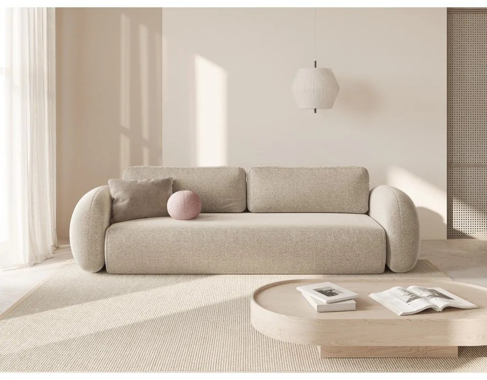 Béžová ženilková rozkladacia/s úložným priestorom pohovka 262 cm Tonale – Cosmopolitan Design