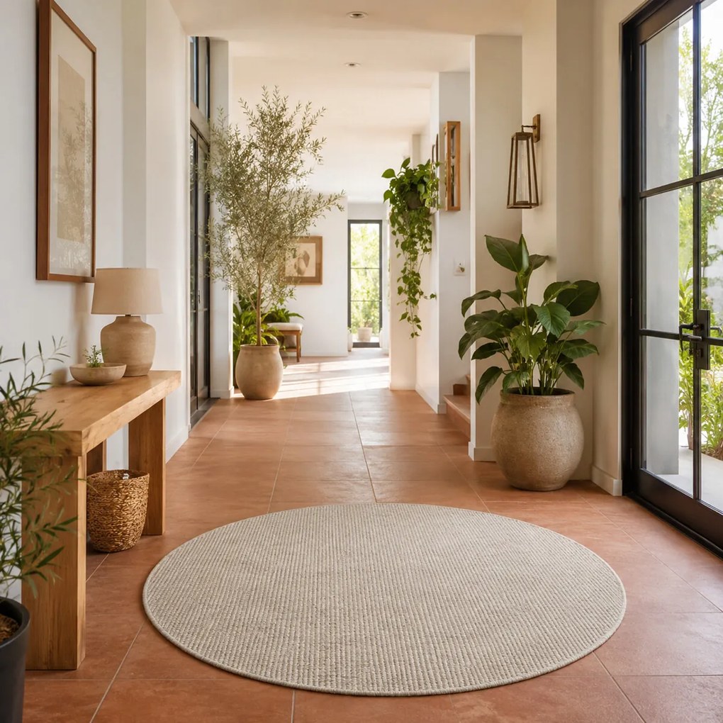 Hanse Home, Kusový koberec Jaipur 105973 Ivory/White kruh, 200x200 (priemer) kruh, béžová, chodba / predsieň