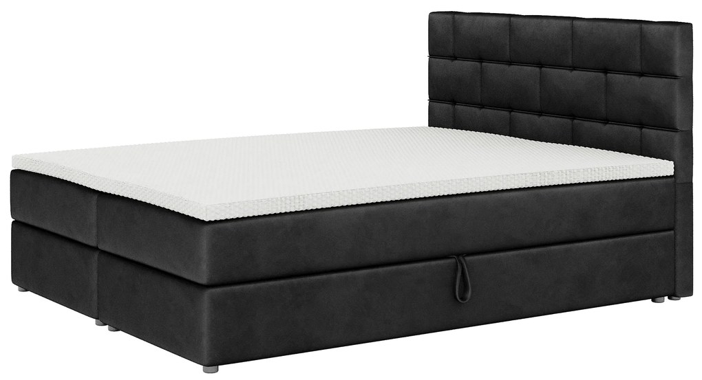 Manželská posteľ Boxspring 160x200 cm Waller (čierna) (s roštom a matracom). Akcia -20%. Vlastná spoľahlivá doprava až k Vám domov. 1007726