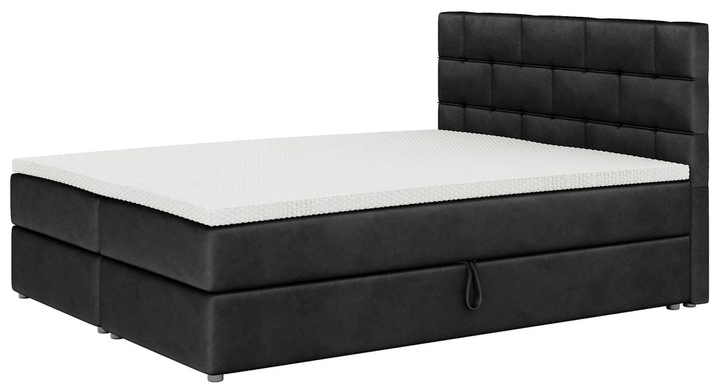 Manželská posteľ Boxspring 160x200 cm Waller Comfort (čierna) (s roštom a matracom). Akcia -21%. Vlastná spoľahlivá doprava až k Vám domov. 1056376