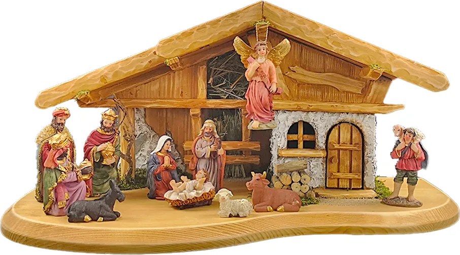 AMADEA Drevený betlehem BEZ FIGURÍK 45 cm