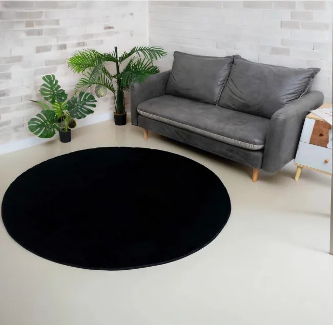 Koberec RABBIT 3D čierny kruh