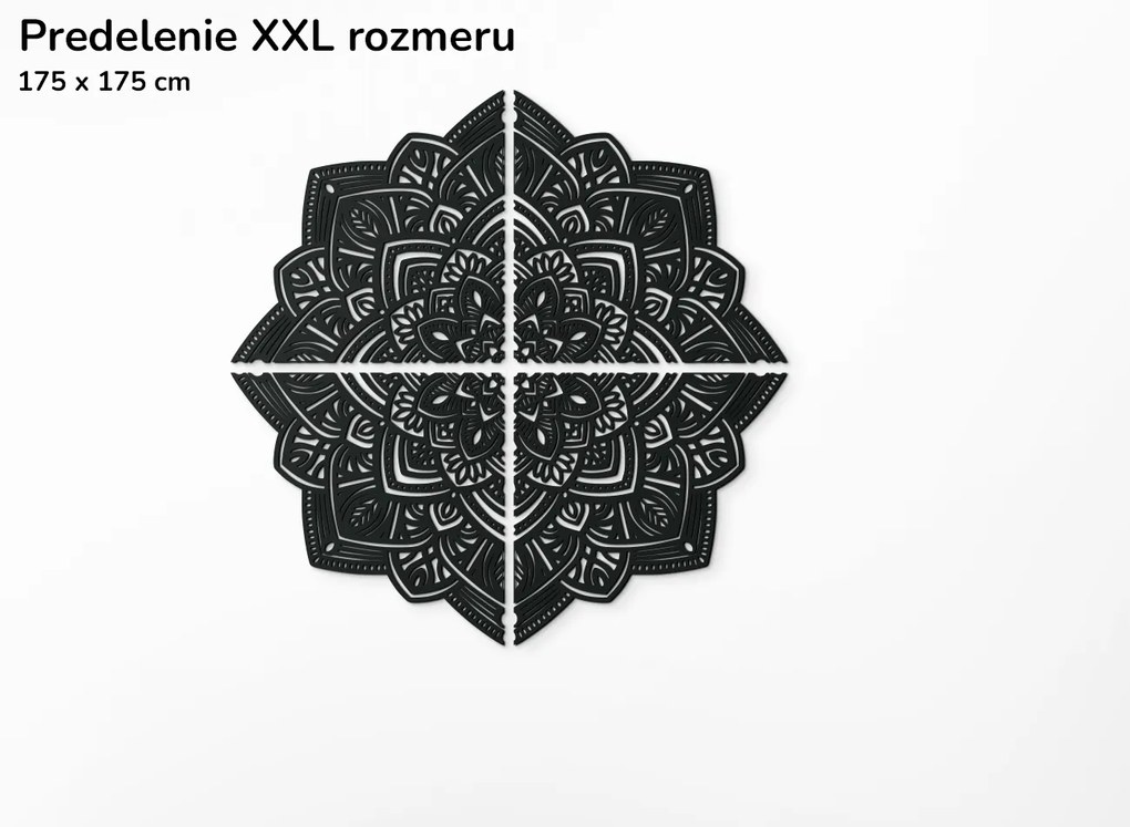 drevko Vyrezávaná drevená mandala Symetria Rozmer obrazu: 120 x 120 cm, Farba dekorácie: Čierna