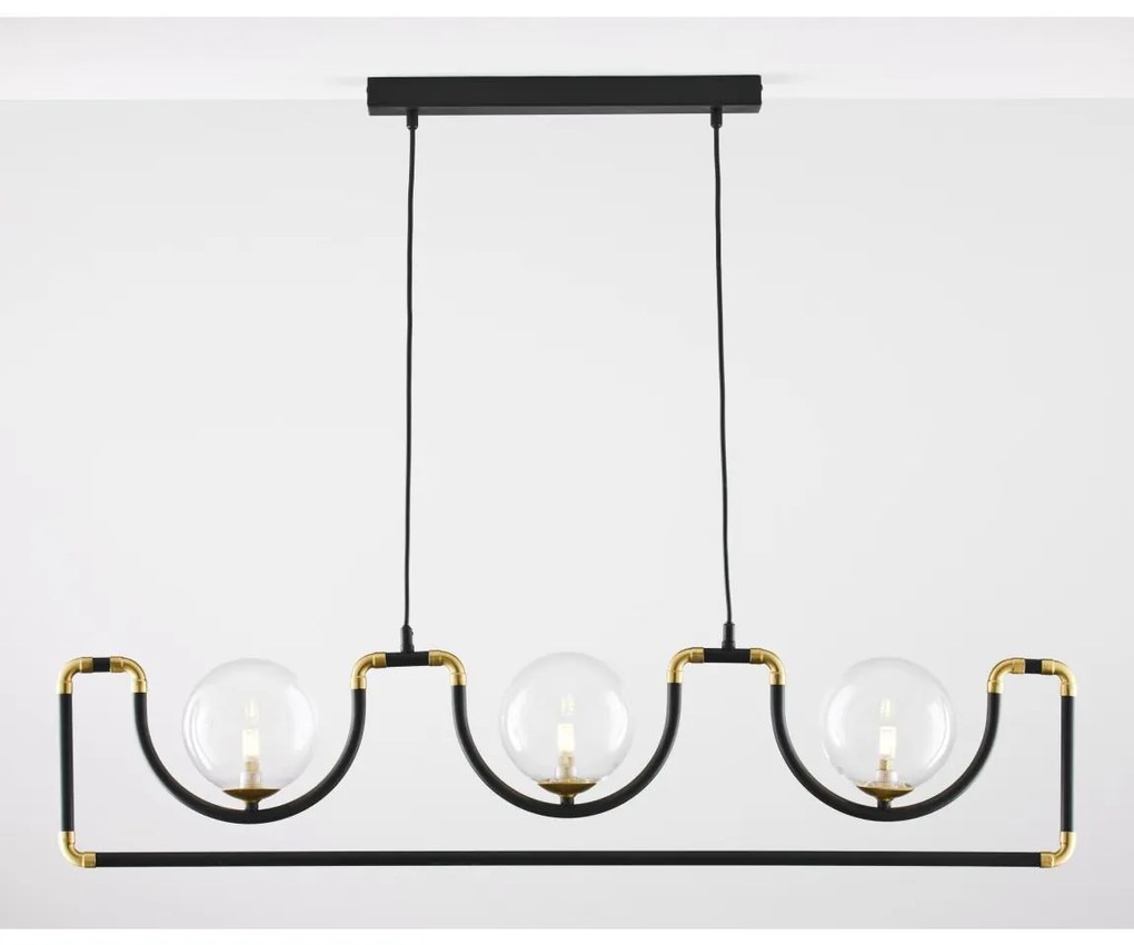 Jupiter 1990 - Luster na lanku HANZA 3xG9/10W/230V čierna/zlatá