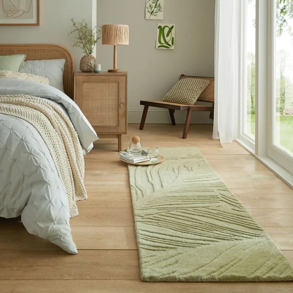 Zelený vlnený koberec behúň 60x230 cm Lino Leaf - Flair Rugs
