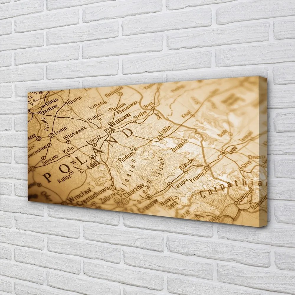 Obraz canvas mapa Poľska 125x50 cm