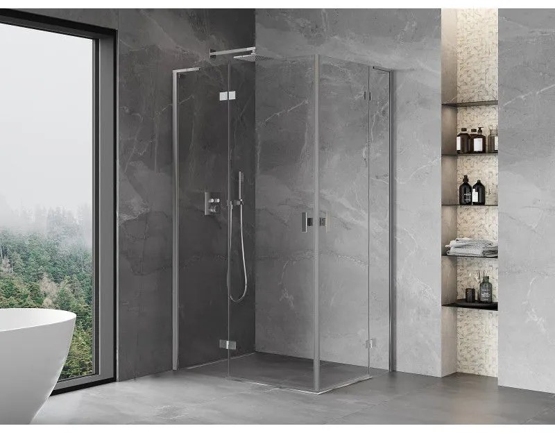 Mexen Mist-H L Duo, 2-krídlový sprchový kút 105 x 80 cm, číre sklo, chrómový profil, 8A5L-105L-080P-01-00