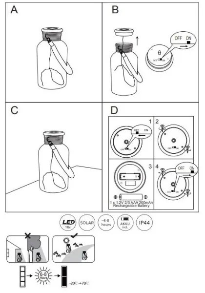 Globo 33979 - LED Solárne svietidlo SOLAR LED/0,6W/3,2V IP44