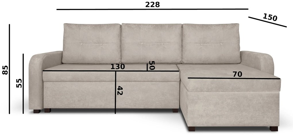 Rozkládací rohová sedací souprava PARIS Hnědá