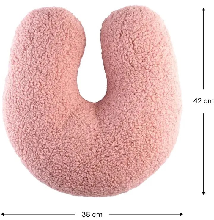 Ružový detský pohovkový vankúš z textílie buklé U – Wigiwama