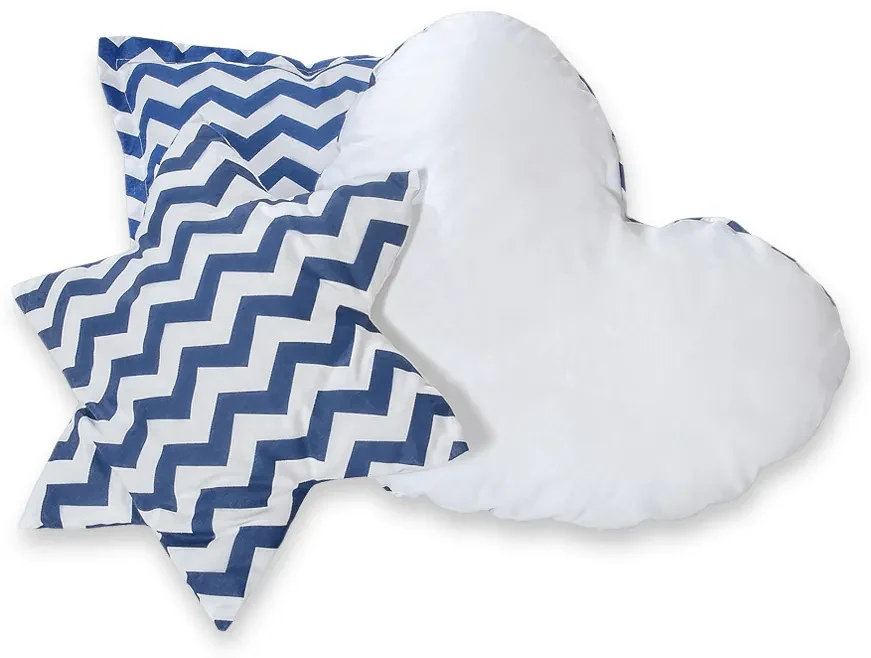 Bobono Stan Teepee pre deti + hracia podložka + vankúše + ozdobné perie - Chevron námornícka modrá