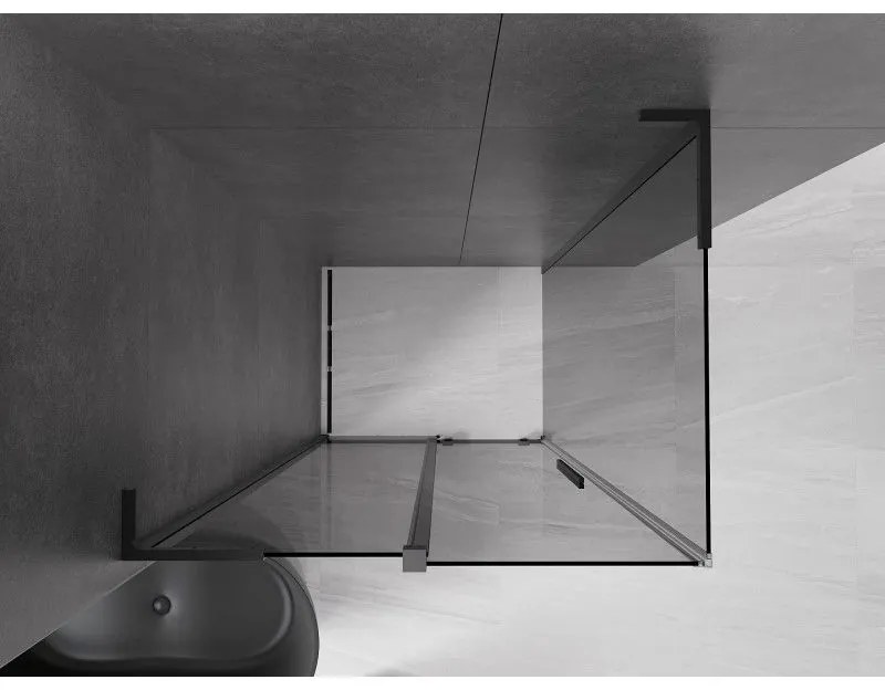 Mexen Velar L, sprchový kút s posuvnými dverami 110 x 100 cm, 8mm šedé sklo, čierna matná, 871-110-100-43-70