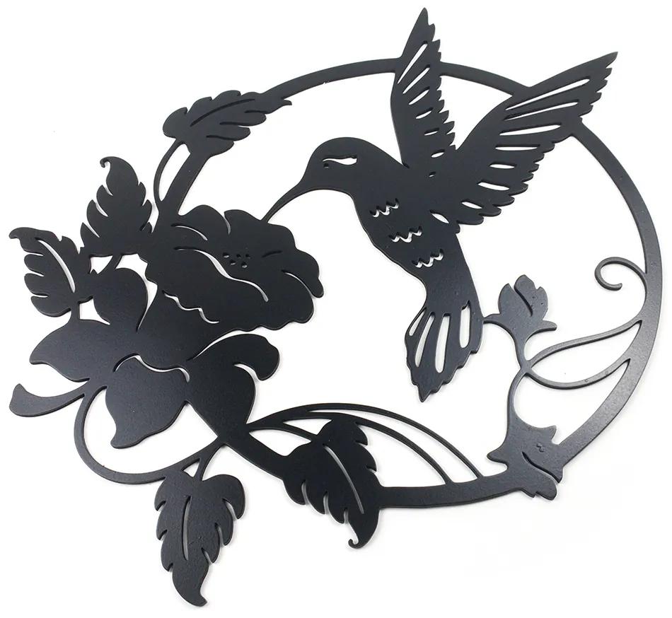 Veselá Stena Drevená nástenná dekorácia Kolibrík čierny