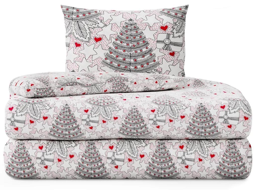 Flanelová posteľná bielizeň Merry sivo-červená