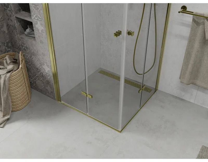 Mexen Lima Duo sprchovací kút 70 x 70 cm, 6mm sklo, číre sklo / zlatý profil, 856-070-070-50-00-02