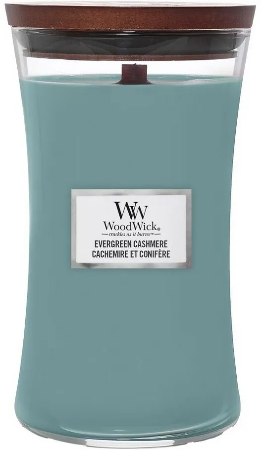 WoodWick Vonná sviečka váza veľká Evergreen Cashmere, 609 g
