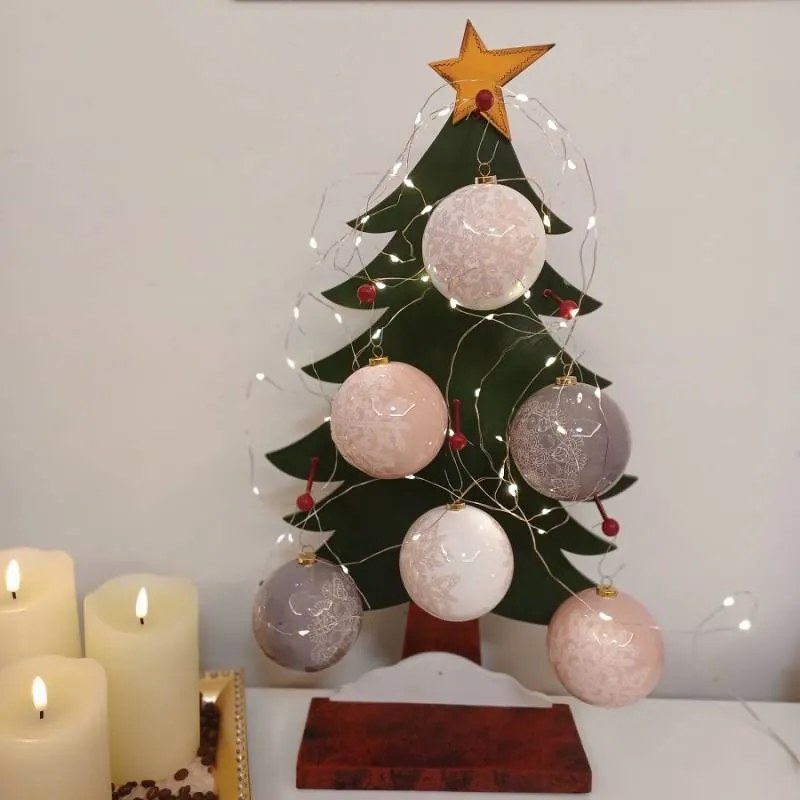 DECOLED Sada ozdôb, 6 ks, priemer 8 cm, 3 farby, snehové vločky