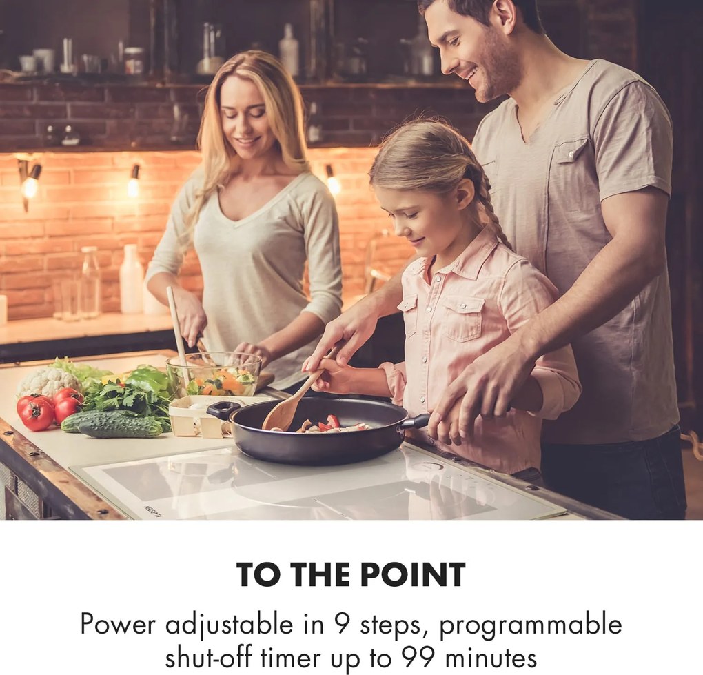 Klarstein Delicatessa 60 Prime, indukčná varná doska, 7000 W, 4 zóny, časovač, biela