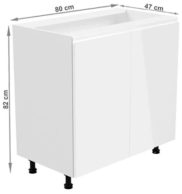 Kondela Spodná skrinka, AURORA D80, biela/biela extra vysoký lesk