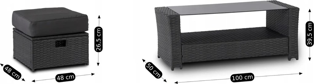 Záhradný nábytok Floryda z umelého ratanu tmavosivý