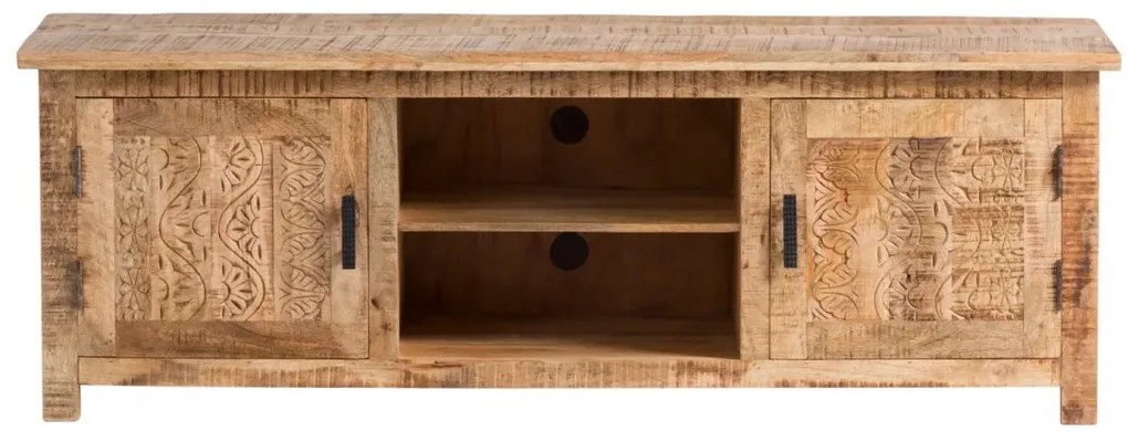 furniture-nabytek.cz - Masivní TV stolek Bombay z mangového dřeva, lakovaný, hnědý – 150×42×50 cm