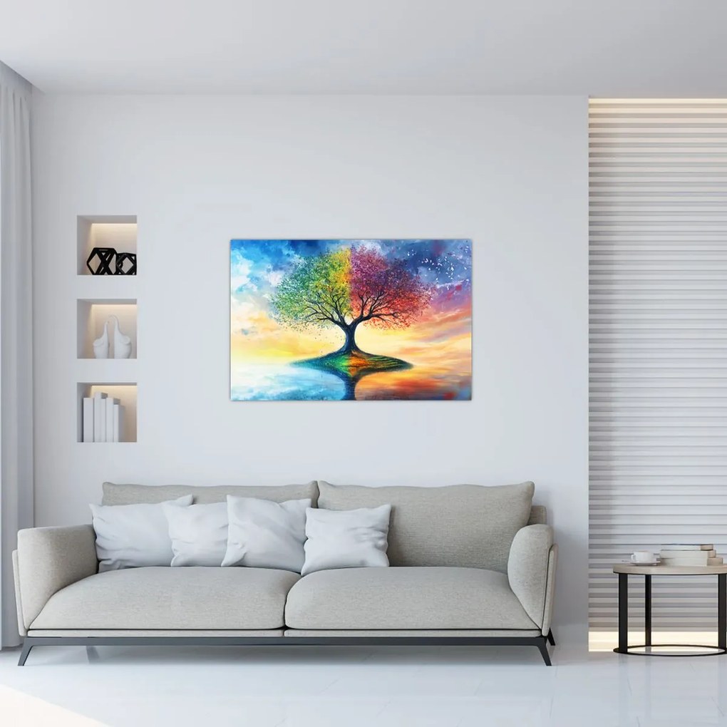 Obraz – Maľovaný strom ročných období (90x60 cm)
