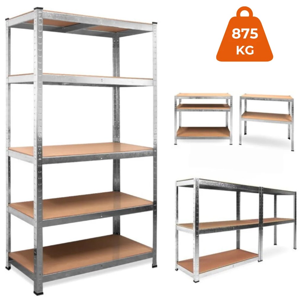 Regál s vysokou nosnosťou HEAVY, max. 875kg, 90x40x180cm, strieborná Jurhan