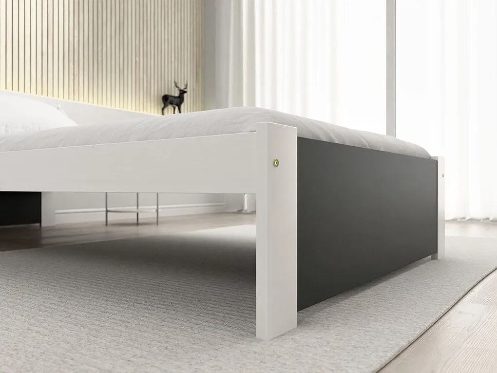 Posteľ IKAROS 90 x 200 cm, antracit/biela Rošt: S latkovým roštom, Matrac: Matrac COCO MAXI 20 cm