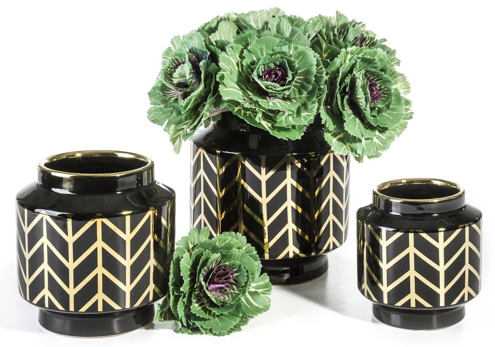 KERAMICKÁ VÁZA EMERA1 (03) (FI) 12X13 CM ČIERNA